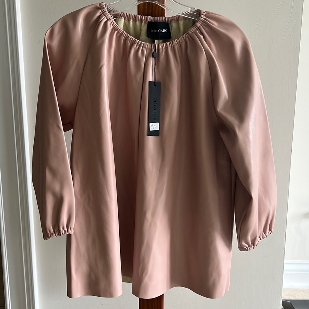 Dolce Cabo tan leather like shirt size S NWT